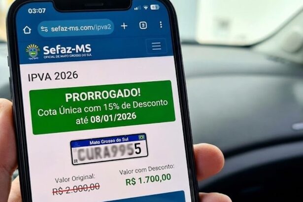IPVA 2026 Mato Grosso do Sul: Alíquota de 2%, 15% de desconto e isenção 15 anos