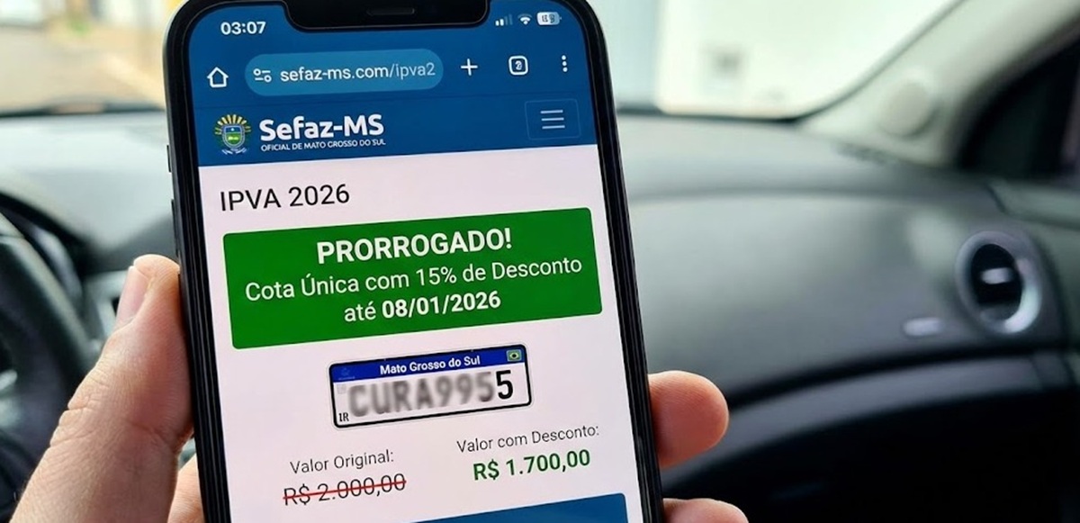 IPVA 2026 Mato Grosso do Sul: Alíquota de 2%, 15% de desconto e isenção 15 anos