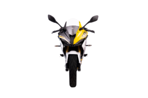 QJ Motor SRK 250 RS amarela vista frontal oficial — esportiva carenada 249 cc
