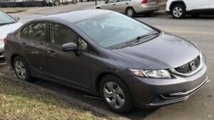 Honda Civic G9 2014 sedan cinza vista frontal lateral