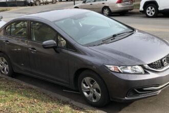 Honda Civic G9 2014 sedan cinza vista frontal lateral