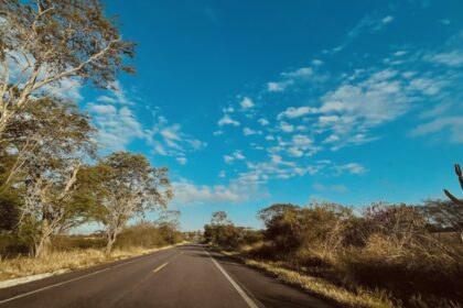 Veiculo em rodovia cercada por floresta em Rondonia - consultar placa Detran RO