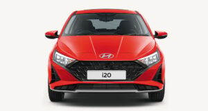 Hyundai i20 2026 - vista frontal com grade e faróis LED