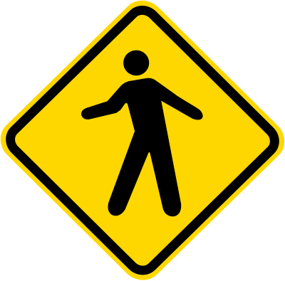 Placa A-32a faixa de pedestres advertência