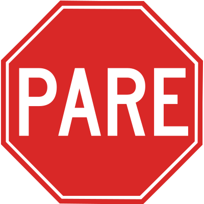 Placa R-1 PARE parada obrigatória