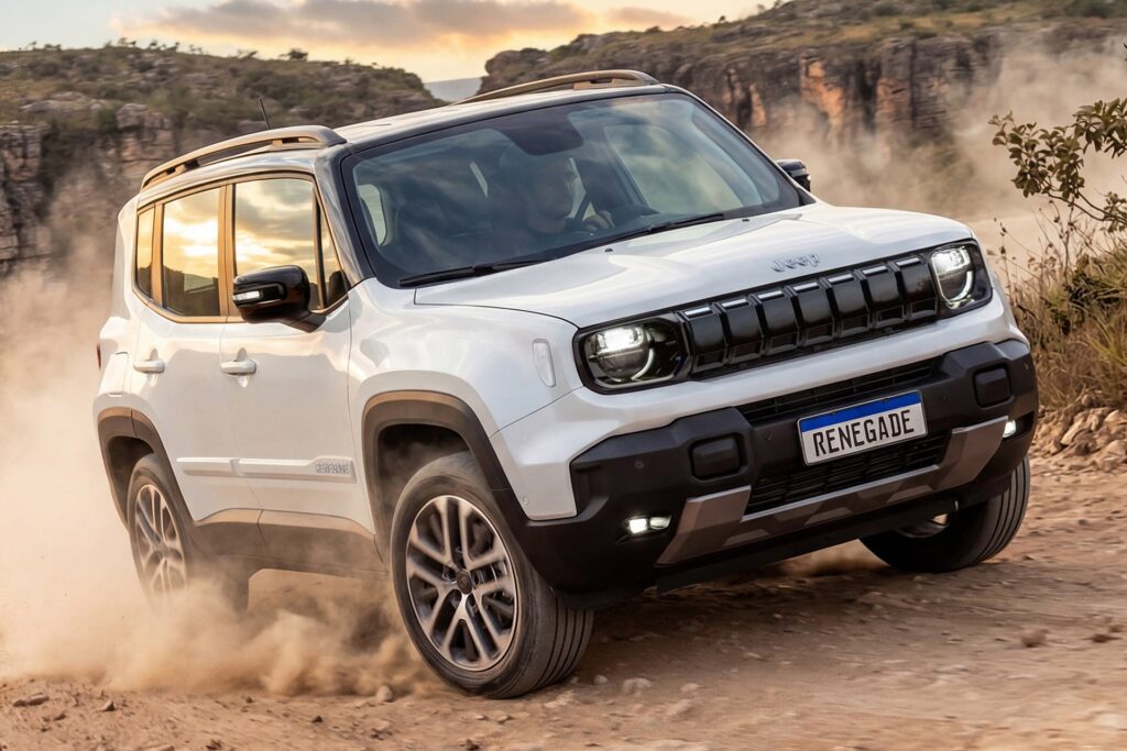 Interior do Jeep Renegade 2027 painel redesenhado e multimídia