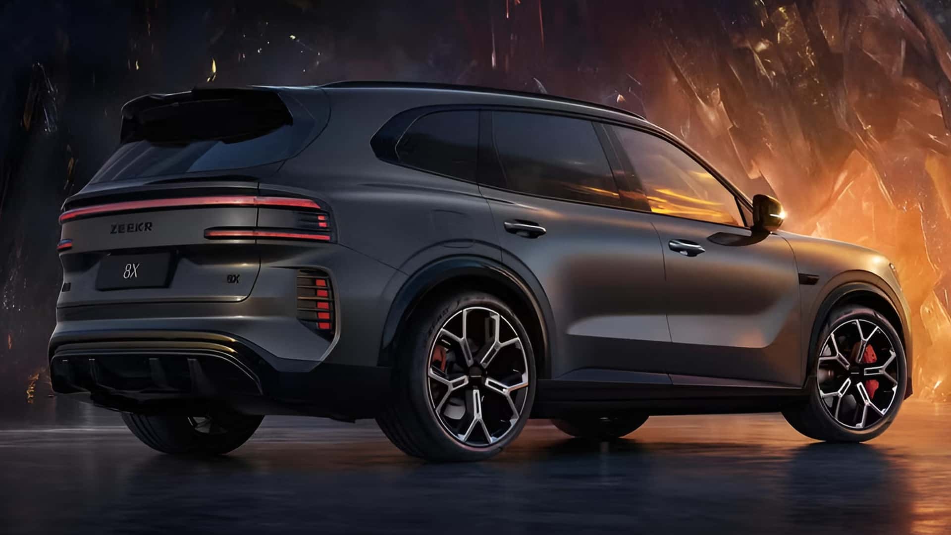 Zeekr 8X: SUV Híbrido de 1.400 cv e 1.416 km de Autonomia Interior do Zeekr 8X com tela central OLED de 15,6 polegadas e painel digital