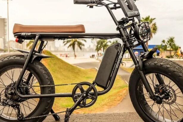 bicicleta elétrica e equipamento autopropelido circulando em ciclovia urbana, com sinalização horizontal e ciclistas ao fundo