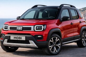 Projeção do novo Fiat Mobi 2028 mini-SUV vista dianteira
