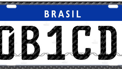 Placa Mercosul brasileira em close com formato AAA0A00