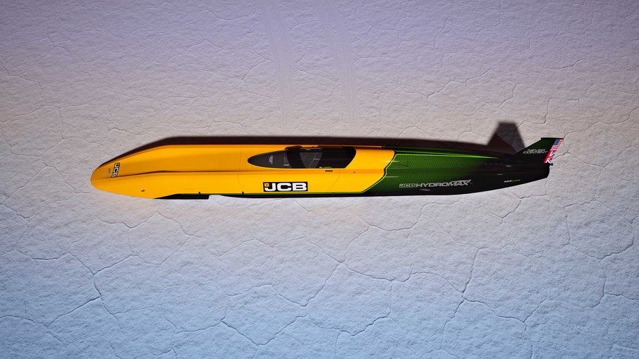 JCB Hydromax mira 563 km/h com hidrogênio Modelo da JCB usa dois motores a hidrogênio que juntos entregam 1.600 cavalos de potência