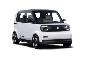 Emta #01 em render oficial ou conceito, vista frontal horizontal com proporções de kei car e teto contrastante