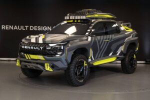 Quando a Renault Niagara chega e onde ela vai brigar? Renault Niagara conceito em foto frontal horizontal, pintura marcante, destaque para grade e assinatura em LED