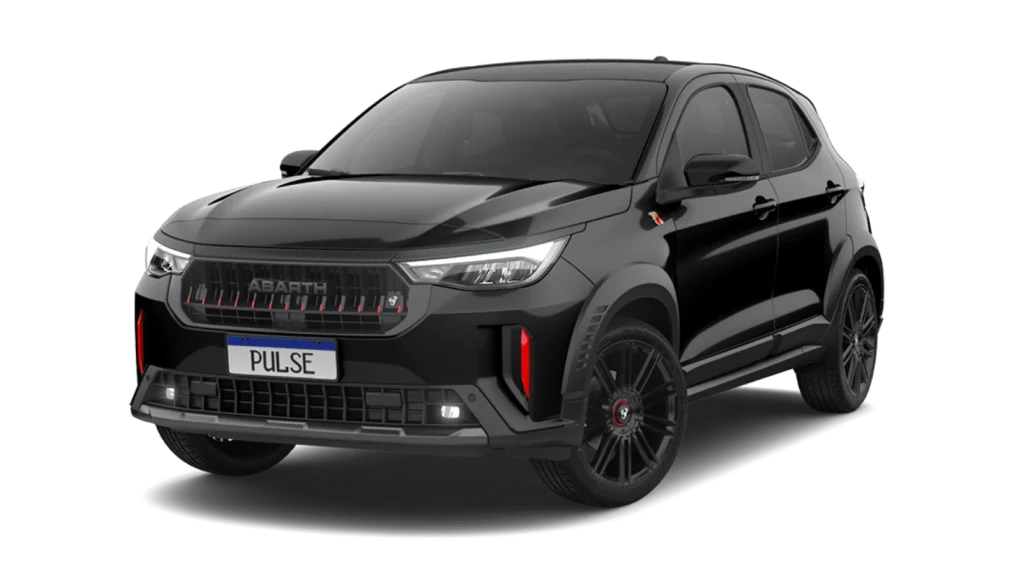 Abarth fica mais barato que o 1.0 na Fiat Fiat Pulse Abarth preto em vista frontal três quartos com rodas escurecidas