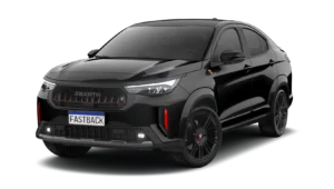 Abarth fica mais barato que o 1.0 na Fiat Fiat Fastback Abarth preto em vista frontal três quartos