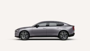 Volvo ES90 cinza, vista lateral em estúdio